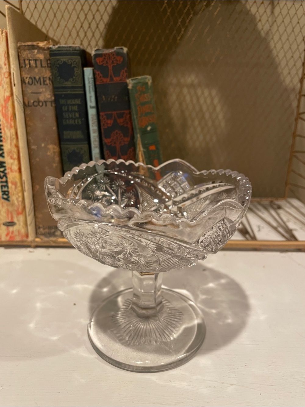 Pressed Glass Compote Candy Dish - Clear